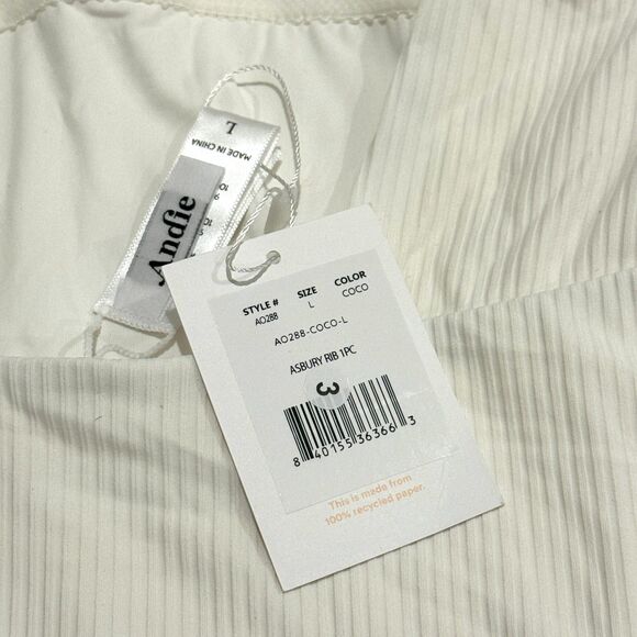 NWT* Andie Asbury Ribbed 1 Piece Swimsuit in White - Women's Large - Picture 5 of 8